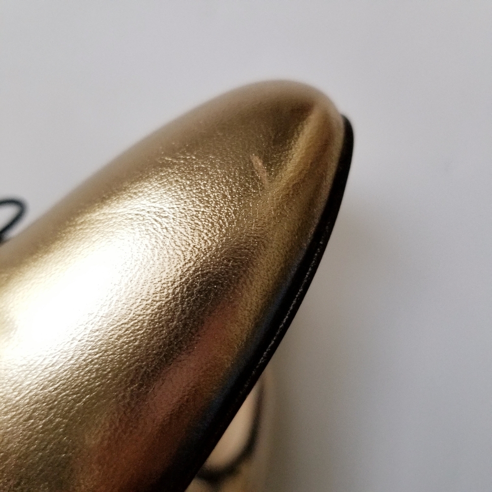 J. Crew Evie Gold Leather Ballet flats. Size 8. Like New - Picture 6 of 6